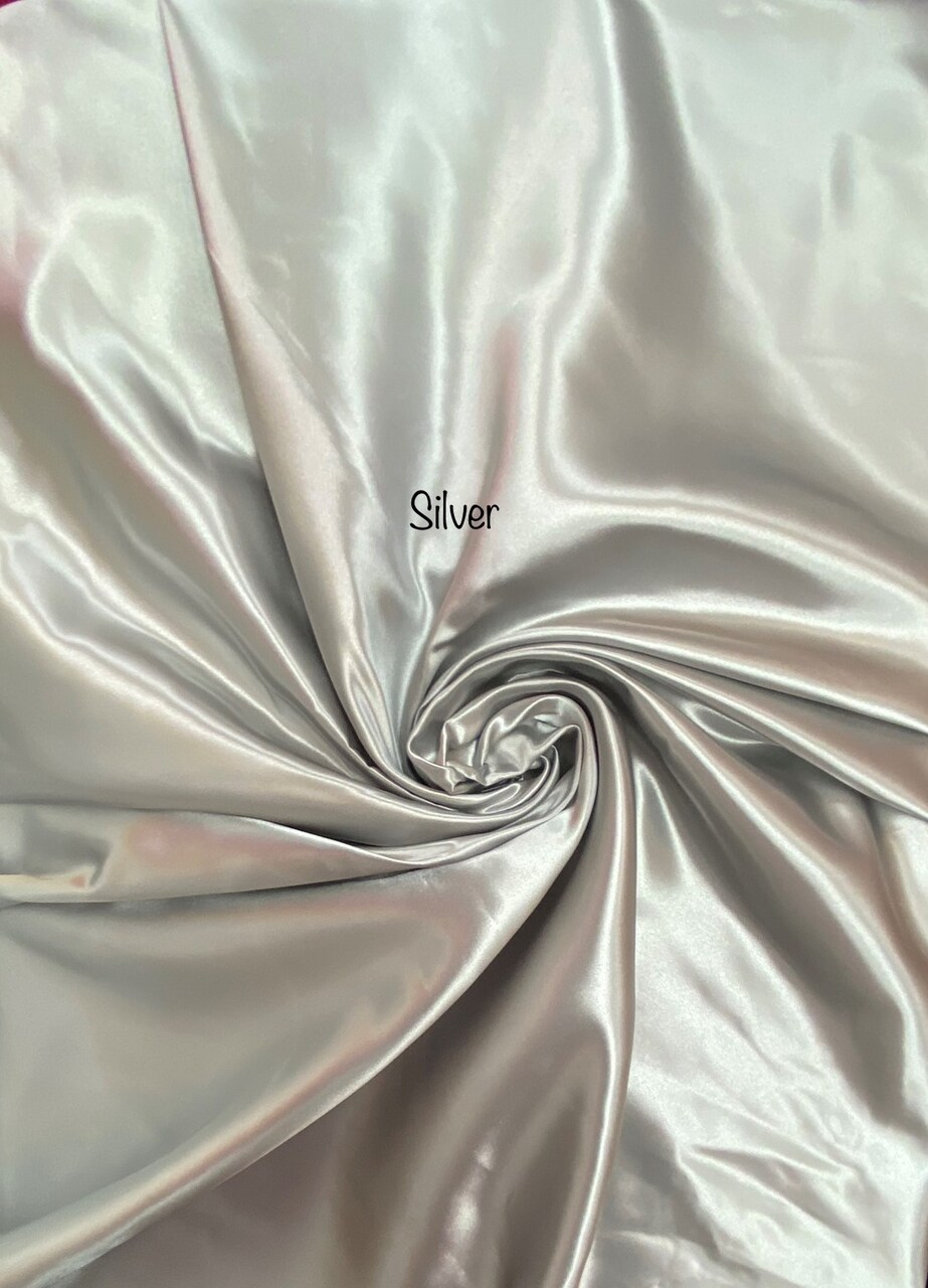1 Yard silver bridal satin fabric for tablecloths curtains dresses wedding backdrops crafts 58/60 inch width
